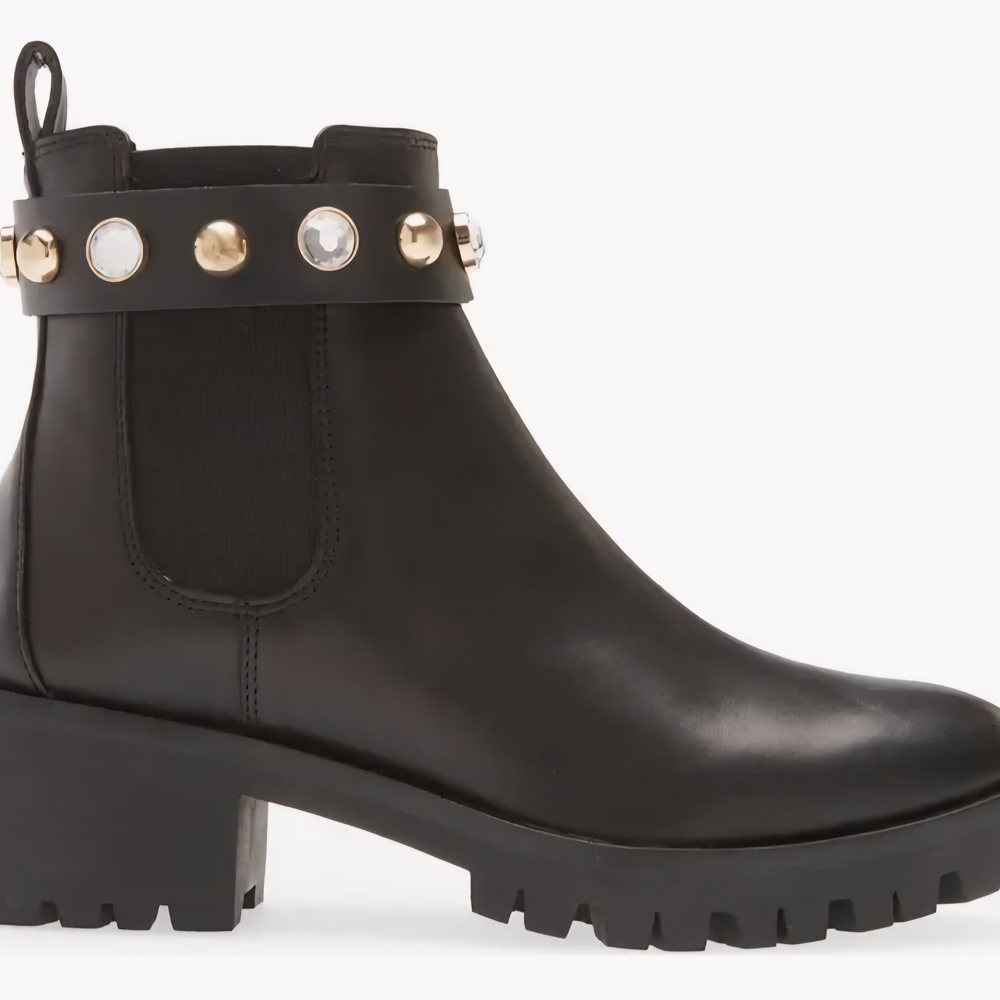 KARL LAGERFELD Black Studded Ankle Boots. Sz 9